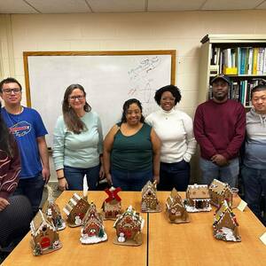Gingerbread house decorating during holiday lunch (2025)